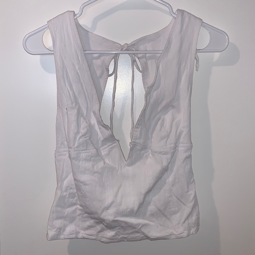 free people white tie tabk top